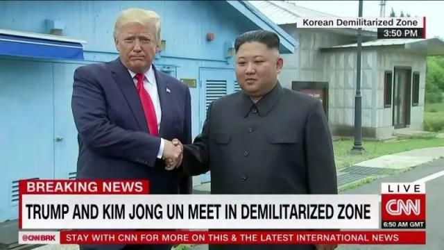 66年第一次美国现任总统跨过分界线踏足朝鲜