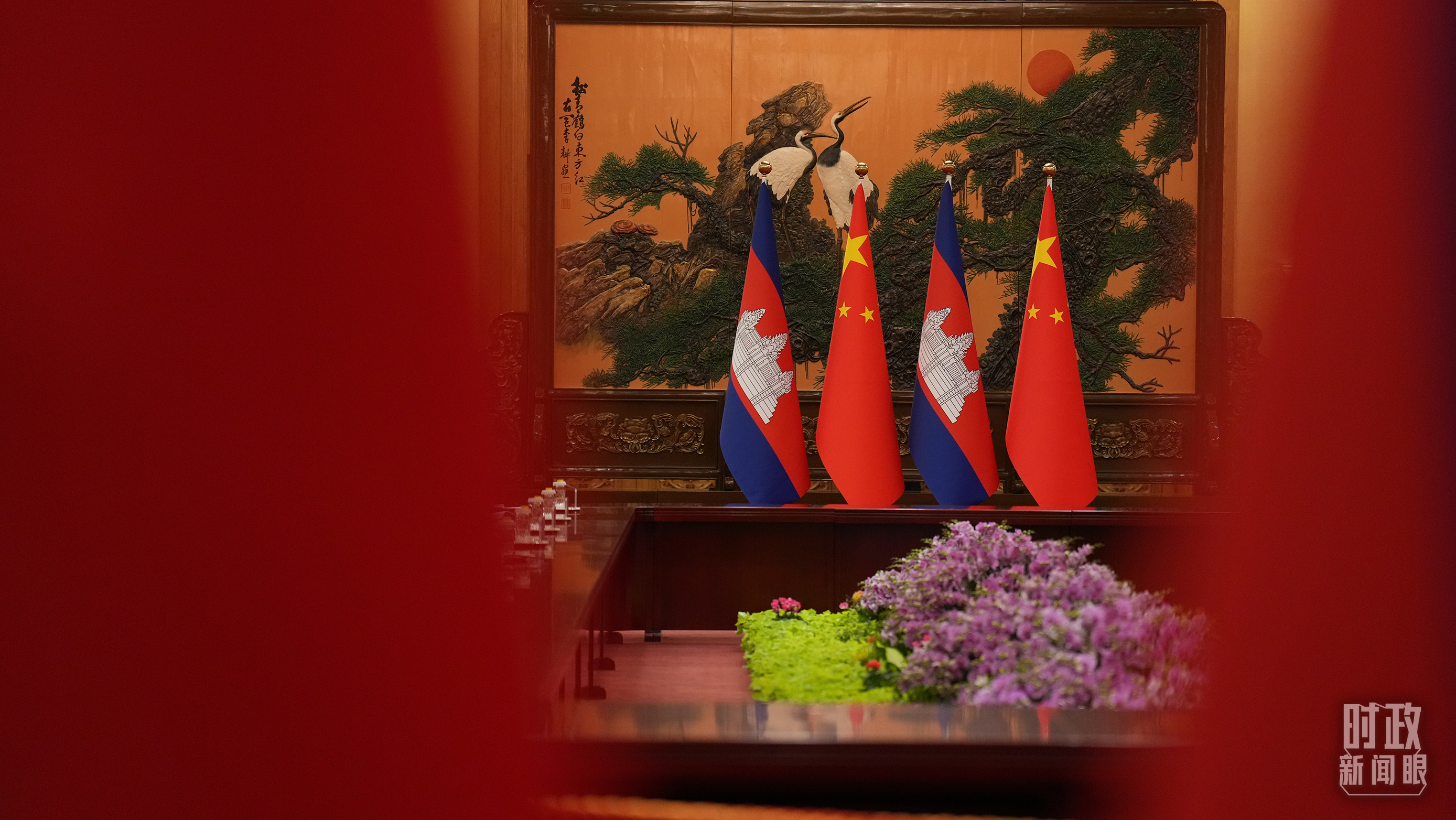 人民大会堂，中柬两国领导人会见现场